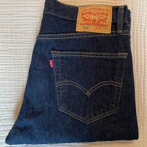 Levi’s 505 Regular Fit Men’s Jeans, size 32x34, Rinse - Dark Wash - Non Stretch
